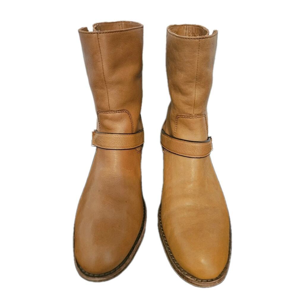 Coach Amy Moto Leather Biker Boots Tan Size 8 $248 - Picture 3 of 12